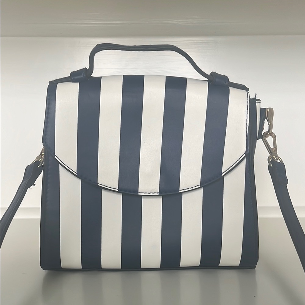 A New Day: Navy/White Striped Bag